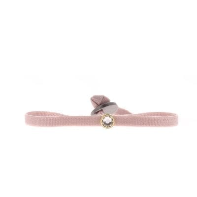 Bracelet Serti Petit Modèle - Beige Rose 1 - Or Jaune/Cristal
