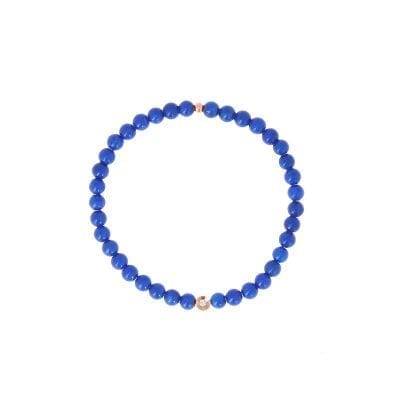 Bracelet Perle Serti Fleur - Bleu 84 - Or Rose/Cristal