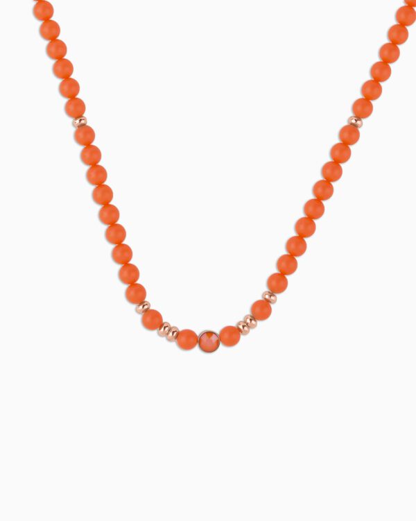 Collier Perle Ras de Cou L'Audacieux Fluo - Orange Fluo - Or Rose