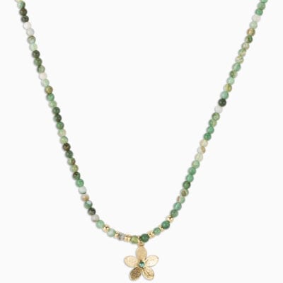 Collier Perle Cherry - Vert clair 1 - Or Rose