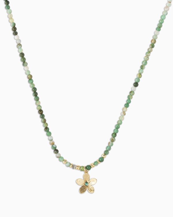 Collier Perle Cherry - Vert clair 1 - Or Rose