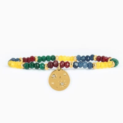 Bracelet Perles Galactique - BJ/Bord/Vert/Jaune - Or Jaune
