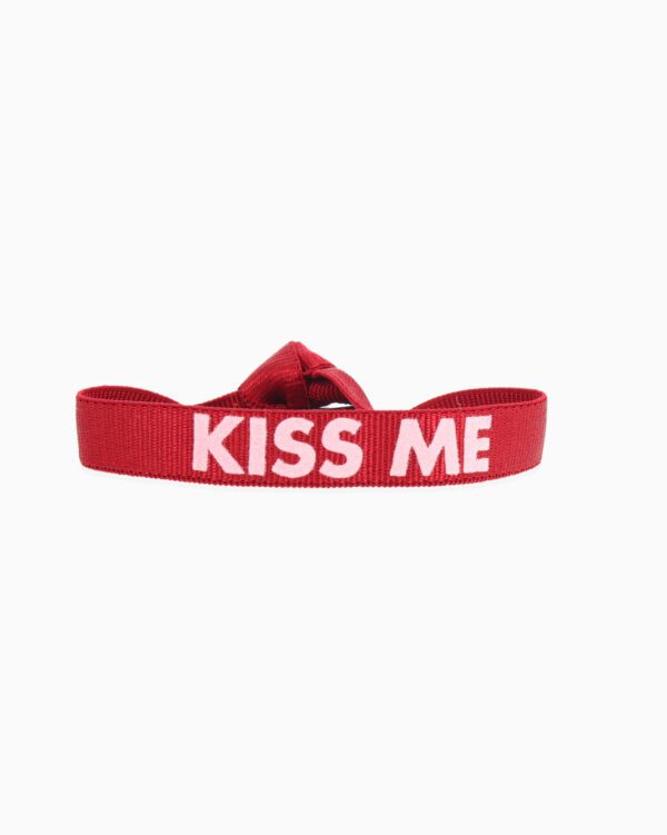 Bracelet Message KISS ME - Bordeaux - Rose