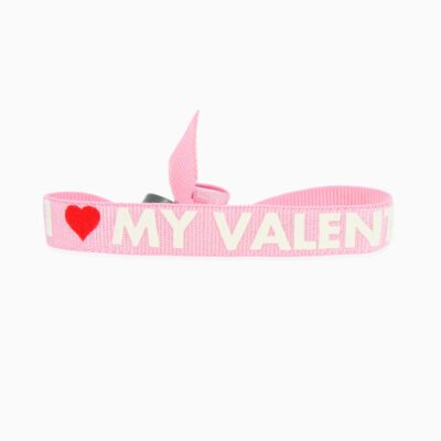 Bracelet Message I love MY VALENTINE - Rose - Blanc/Rouge