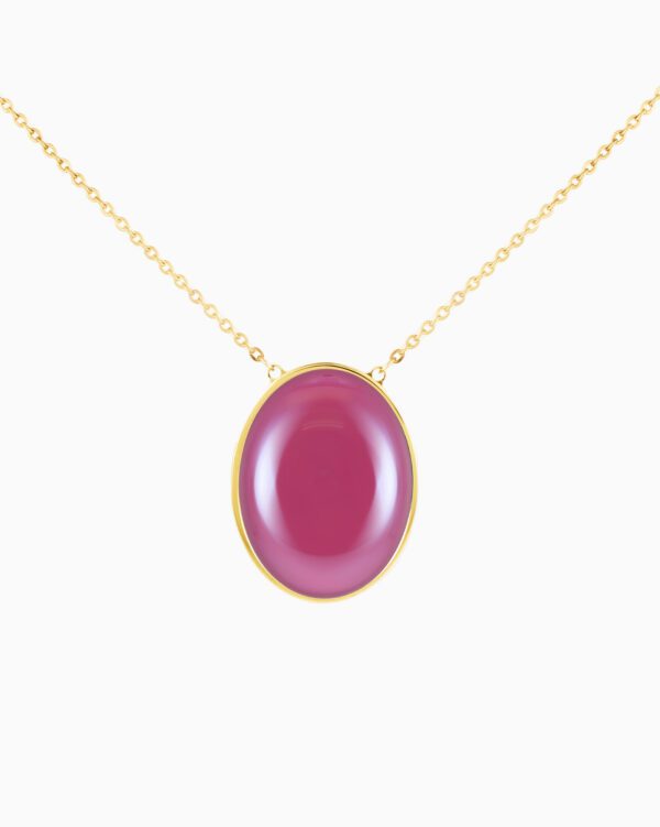 Collier Cabochon - Or Jaune - Neon Pink