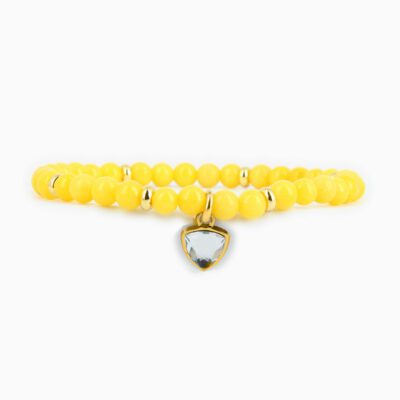 Bracelet Perles Trilliant PM - Jaune - Or Jaune/Cristal