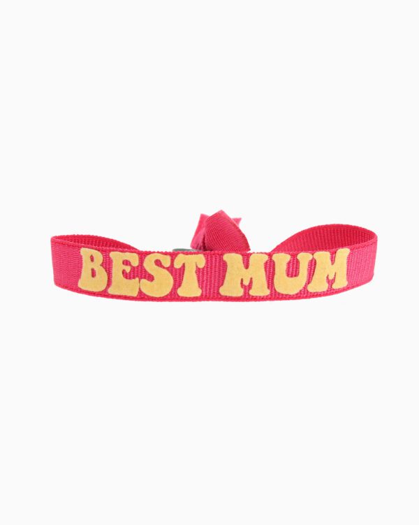 Bracelet Message / BEST MUM - Rose Bonbon - Beige