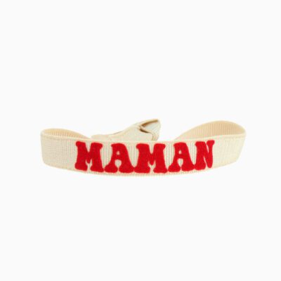Bracelet Message / MAMAN - Beige 163 - Rouge