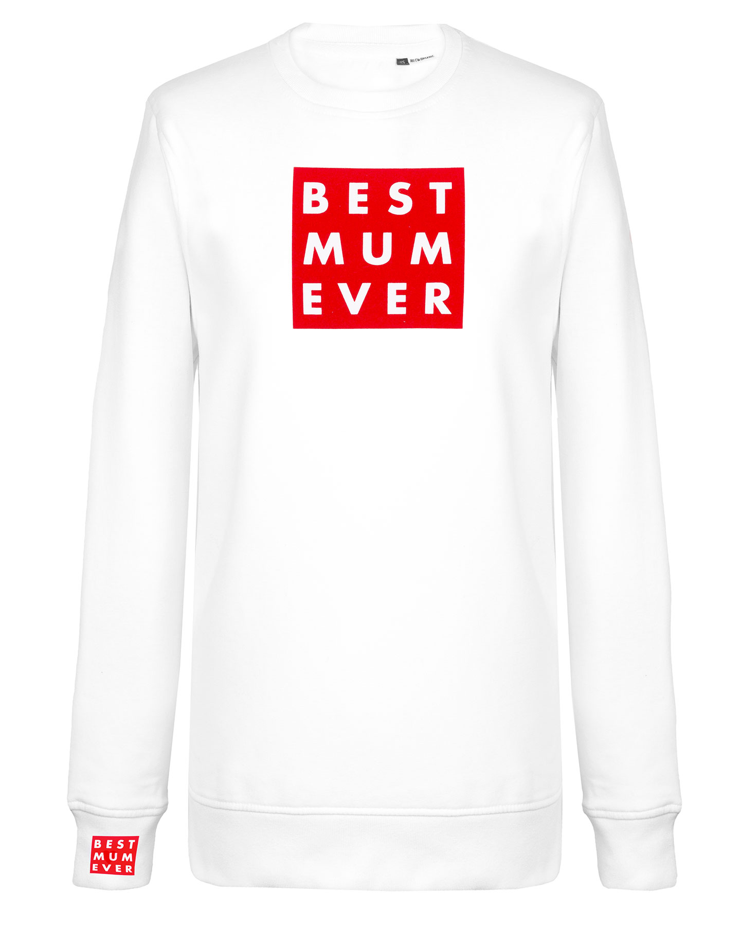 Sweat Col Rond BEST MUM EVER - White - Rouge