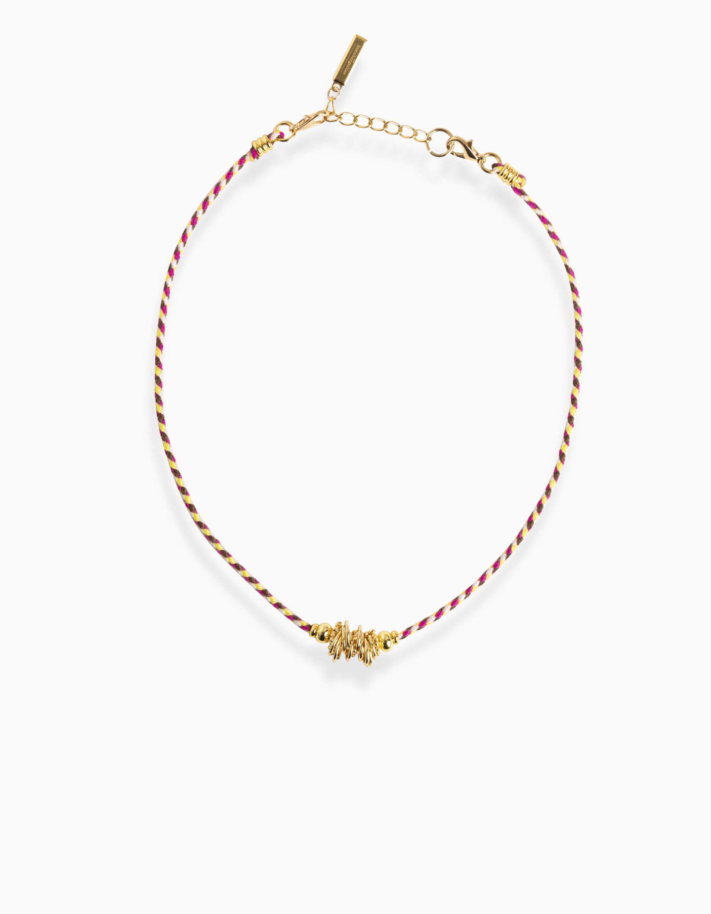 Collier trimmings baril - Framboise - Or Jaune